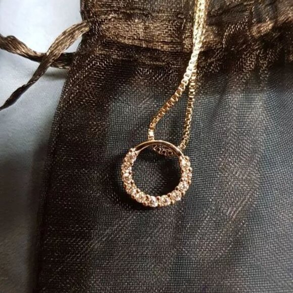 Diamond Solitaire Necklace 925 Sterling Silver - Picture 4 of 4